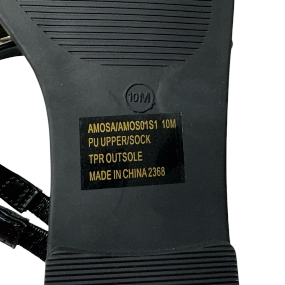 Steve Madden Amosa Black Faux Leather Strappy with Toe Ring Flat Sandals Size 10 - Picture 5 of 9